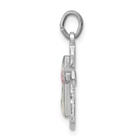 Sterling Silver Platinum-plated Pendant with Enamel Cross view 2