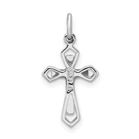 Sterling Silver Platinum-plated Pendant with Enamel Cross view 3