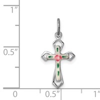 Sterling Silver Platinum-plated Pendant with Enamel Cross view 4