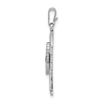 Sterling Silver Platinum-plated Cross Pendant with Epoxy Rose Center view 2
