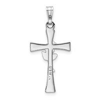 Sterling Silver Platinum-plated Cross Pendant with Epoxy Rose Center view 3