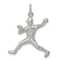 Sterling Silver Baseball Pitcher Charm view 1