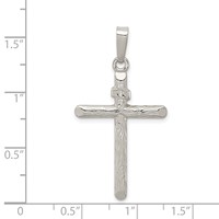 Sterling Silver Polished and Textured Inri Cross Pendant view 3