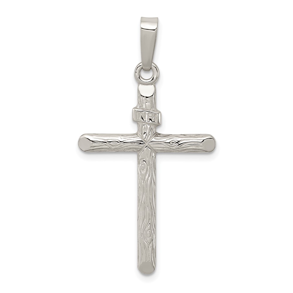 Sterling Silver Polished and Textured Inri Cross Pendant