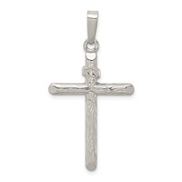 Sterling Silver Polished and Textured Inri Cross Pendant view 1