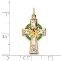 Sterling Silver Platinum-plated Polished Gold-plated Epoxy Cross Pendant view 4
