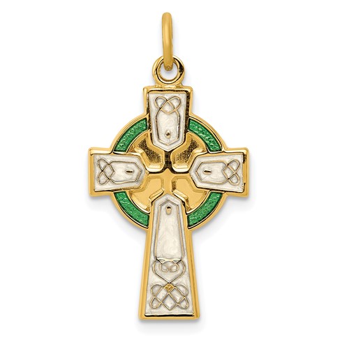 Sterling Silver Platinum-plated Polished Gold-plated Epoxy Cross Pendant