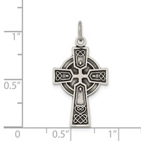 Sterling Silver Antiqued Satin Celtic Cross Pendant view 3
