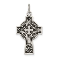 Sterling Silver Antiqued Satin Celtic Cross Pendant view 1