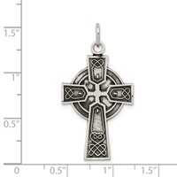Sterling Silver Antiqued Satin Irish Cross Pendant view 3