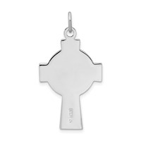 Sterling Silver Platinum-plated Polished Epoxy Irish Cross Pendant view 3