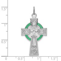 Sterling Silver Platinum-plated Polished Epoxy Irish Cross Pendant view 4