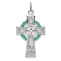 Sterling Silver Platinum-plated Polished Epoxy Irish Cross Pendant view 1