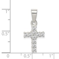 Sterling Silver CZ Cross Pendant view 3