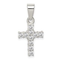 Sterling Silver CZ Cross Pendant view 1