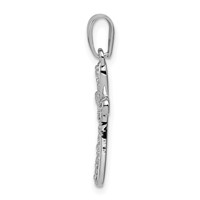 Sterling Silver Rhodium Plated CZ Cross Pendant view 2