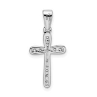 Sterling Silver Rhodium Plated CZ Cross Pendant view 3