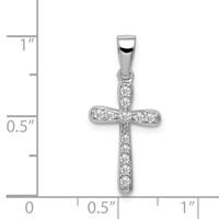 Sterling Silver Rhodium Plated CZ Cross Pendant view 4