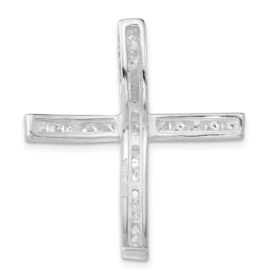 Sterling Silver CZ Cross Slide Pendant