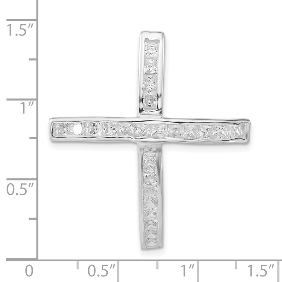 Sterling Silver CZ Cross Slide Pendant