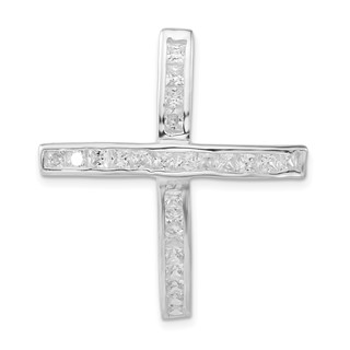 Sterling Silver CZ Cross Slide Pendant