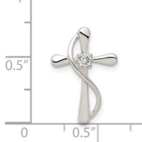 Sterling Silver Polished CZ Cross Pendant view 3