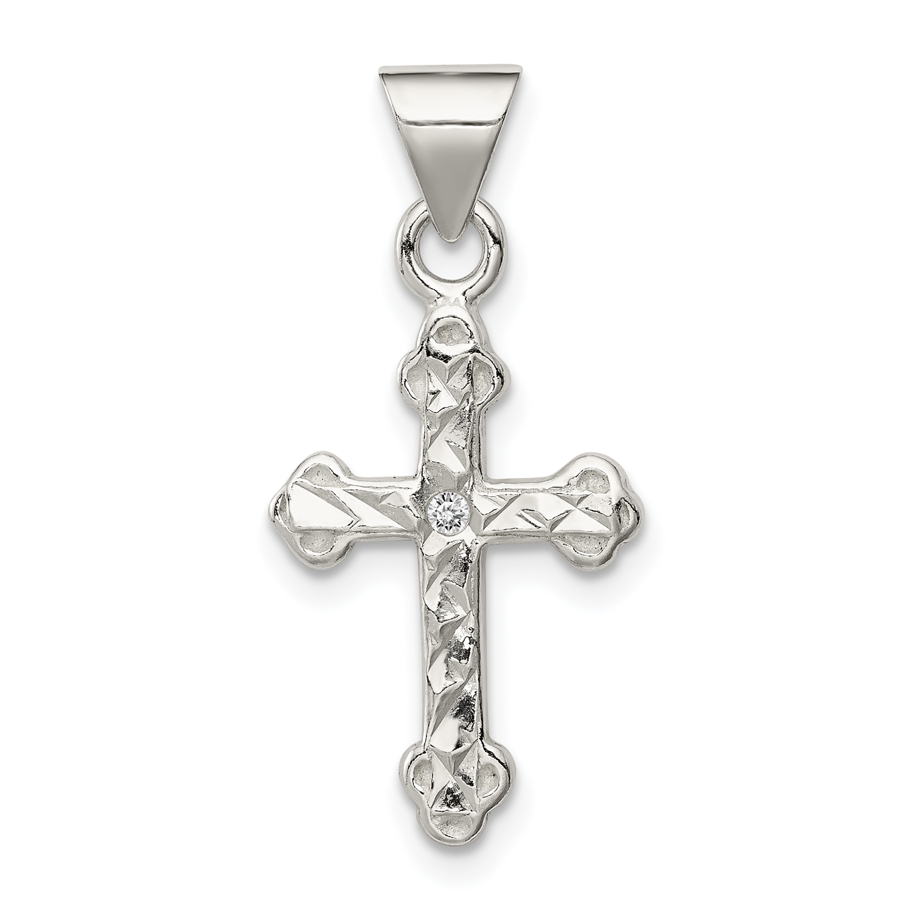 Sterling Silver Cross with CZ Pendant (QC7326)