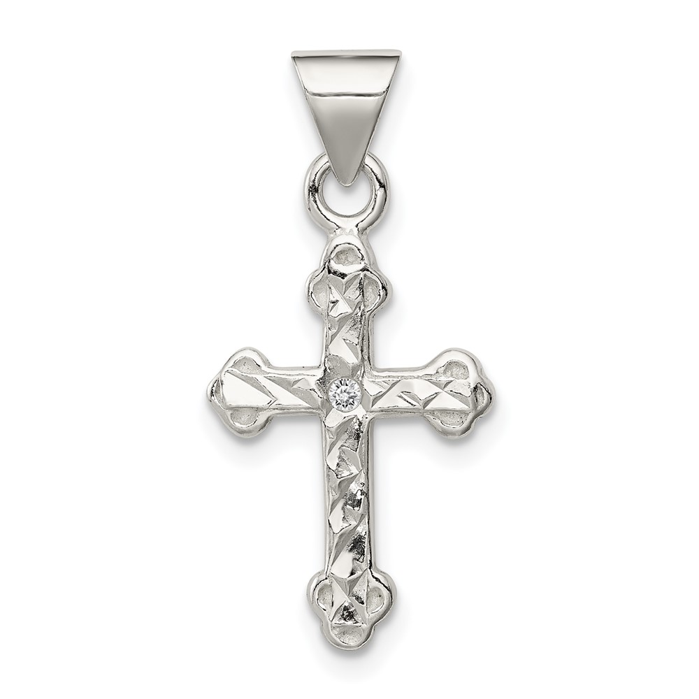 Sterling Silver Cross Pendant with CZ