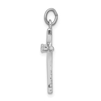Sterling Silver Platinum-plated Cross Pendant with CZ Center view 2