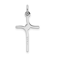 Sterling Silver Platinum-plated Cross Pendant with CZ Center view 3