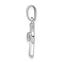 Sterling Silver Rhodium Plated CZ Open Cross Pendant view 2