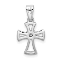Sterling Silver Rhodium Plated CZ Open Cross Pendant view 3
