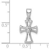 Sterling Silver Rhodium Plated CZ Open Cross Pendant view 4