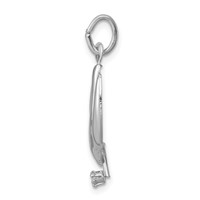 Sterling Silver Platinum-plated Polished Dove Pendant with CZ view 2