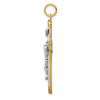 Sterling Silver Platinum-plated Satin Polished Vermeil Corpus Cross Pendant view 2