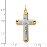 Sterling Silver Platinum-plated Satin Polished Vermeil Corpus Cross Pendant view 4