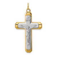 Sterling Silver Platinum-plated Satin Polished Vermeil Corpus Cross Pendant view 1