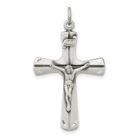 Sterling Silver Satin Antiqued Crucifix Pendant view 1