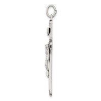 Sterling Silver Antiqued Satin Halo and Corpus Cross Pendant view 2