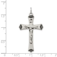 Sterling Silver Antiqued Satin Halo and Corpus Cross Pendant view 3