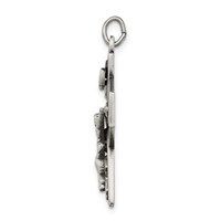 Sterling Silver Antiqued Satin Irish Crucifix Cross Pendant view 2