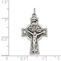 Sterling Silver Antiqued Satin Irish Crucifix Cross Pendant view 3