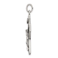 Sterling Silver Antiqued Satin Irish Crucifix Cross Pendant view 2