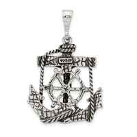 Sterling Silver Antiqued Mariner Crucifix Charm view 4