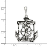 Sterling Silver Antiqued Mariner Crucifix Charm view 3