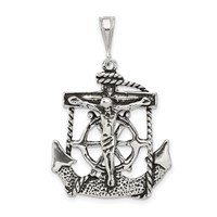 Sterling Silver Antiqued Mariner Crucifix Charm view 1