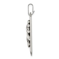 Sterling Silver Satin Antiqued St. Christopher Dog Tag Pendant view 2