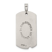 Sterling Silver Satin Antiqued St. Christopher Dog Tag Pendant view 3