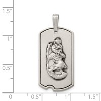 Sterling Silver Satin Antiqued St. Christopher Dog Tag Pendant view 4