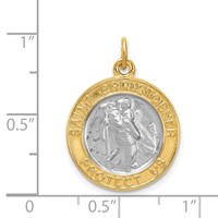 Sterling Silver Platinum-plated & Gold-plated St. Christopher Medal view 4